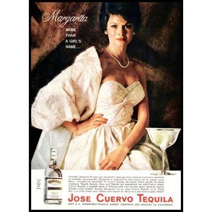 1963 Jose Cuervo Tequila Vintage Print Ad Woman Portrait Margarita Wall Art